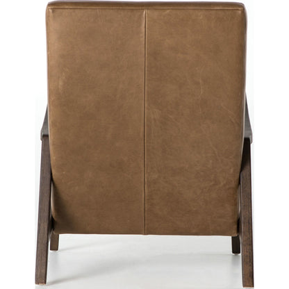 Chance Chair by Four Hands in dakota warm taupe, rubbed sienna brown. Made from top grain leather, solid parawood, 100% polyester in a modern style.