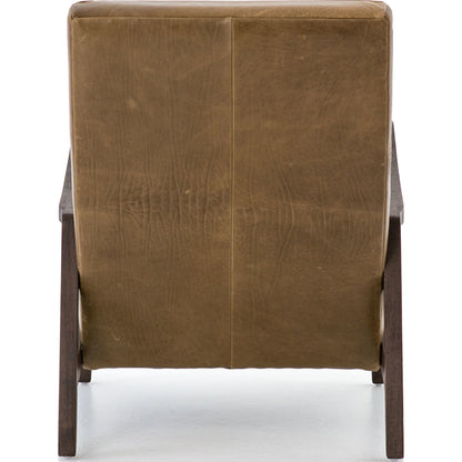 Chance Chair by Four Hands in dakota warm taupe, rubbed sienna brown. Made from top grain leather, solid parawood, 100% polyester in a modern style.