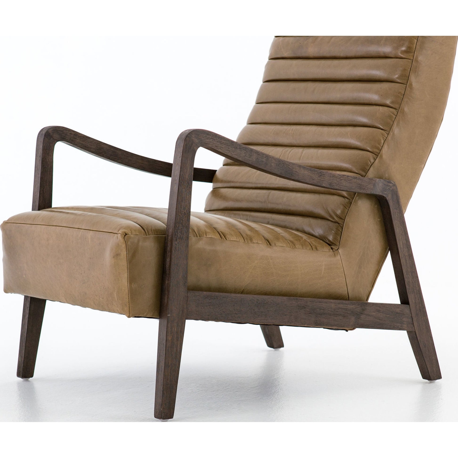 Chance Chair by Four Hands in dakota warm taupe, rubbed sienna brown. Made from top grain leather, solid parawood, 100% polyester in a modern style.