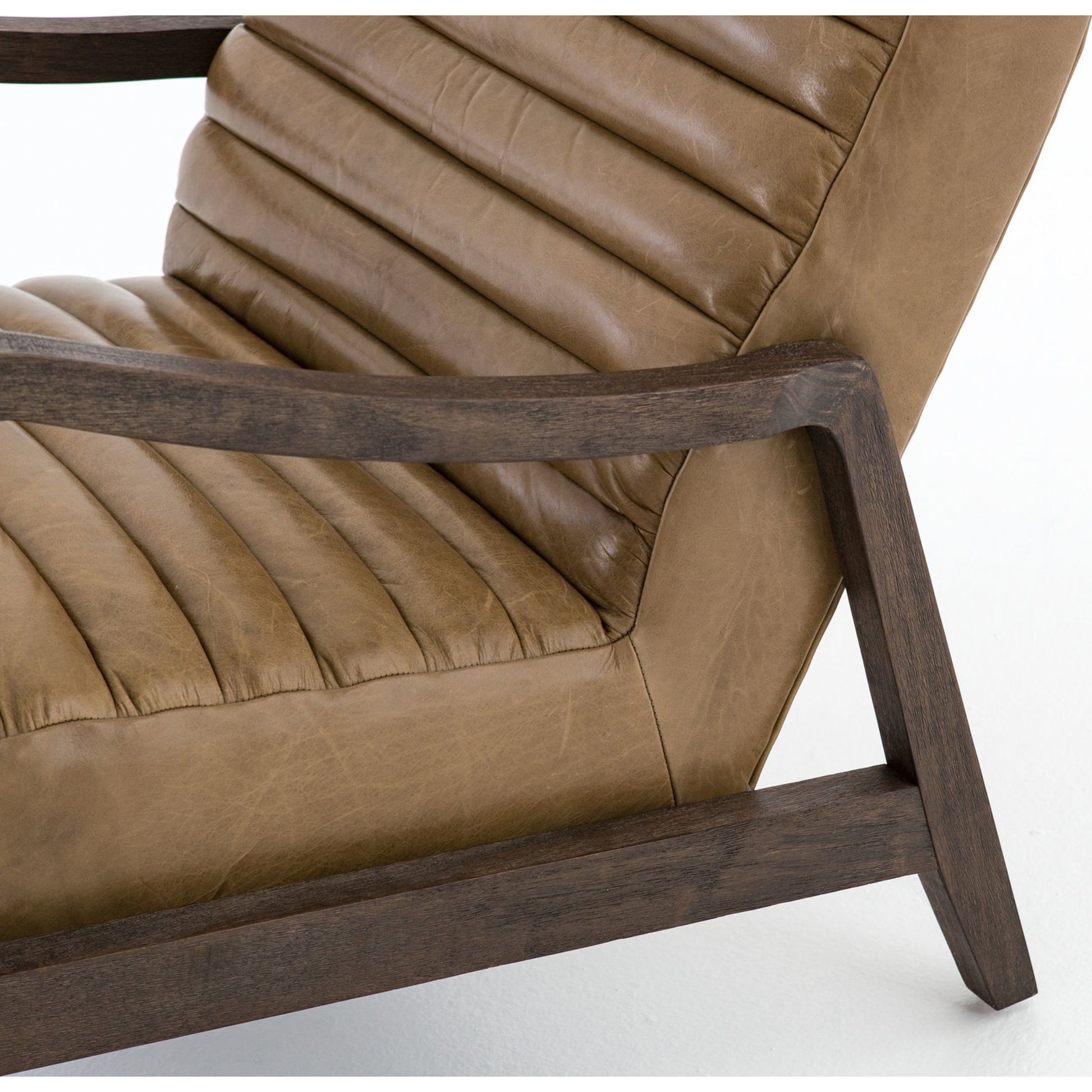 Chance Chair by Four Hands in dakota warm taupe, rubbed sienna brown. Made from top grain leather, solid parawood, 100% polyester in a modern style.