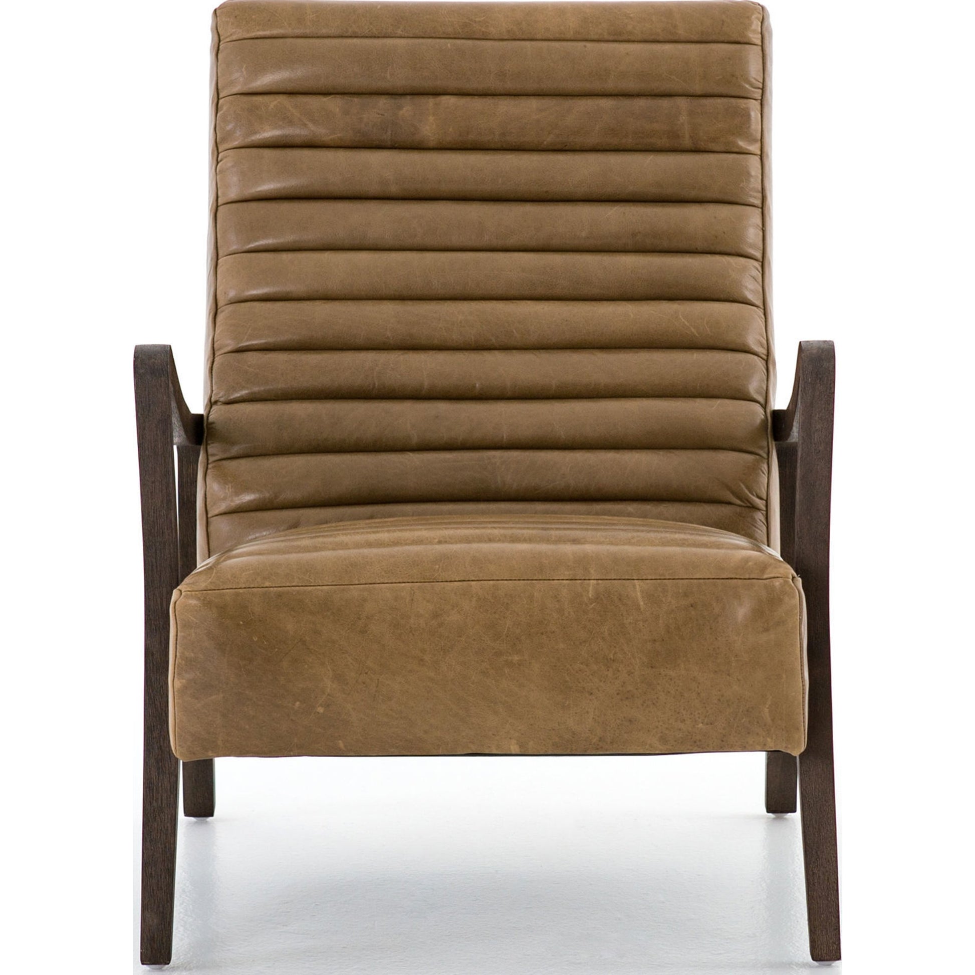 Chance Chair by Four Hands in dakota warm taupe, rubbed sienna brown. Made from top grain leather, solid parawood, 100% polyester in a modern style.