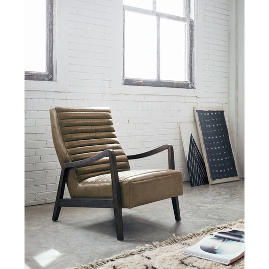 Chance Chair by Four Hands in dakota warm taupe, rubbed sienna brown. Made from top grain leather, solid parawood, 100% polyester in a modern style.