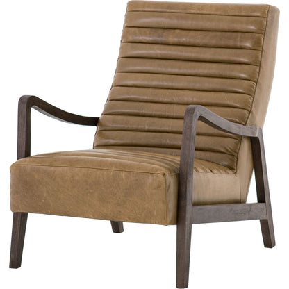 Chance Chair by Four Hands in dakota warm taupe, rubbed sienna brown. Made from top grain leather, solid parawood, 100% polyester in a modern style.