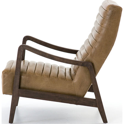 Chance Chair by Four Hands in dakota warm taupe, rubbed sienna brown. Made from top grain leather, solid parawood, 100% polyester in a modern style.