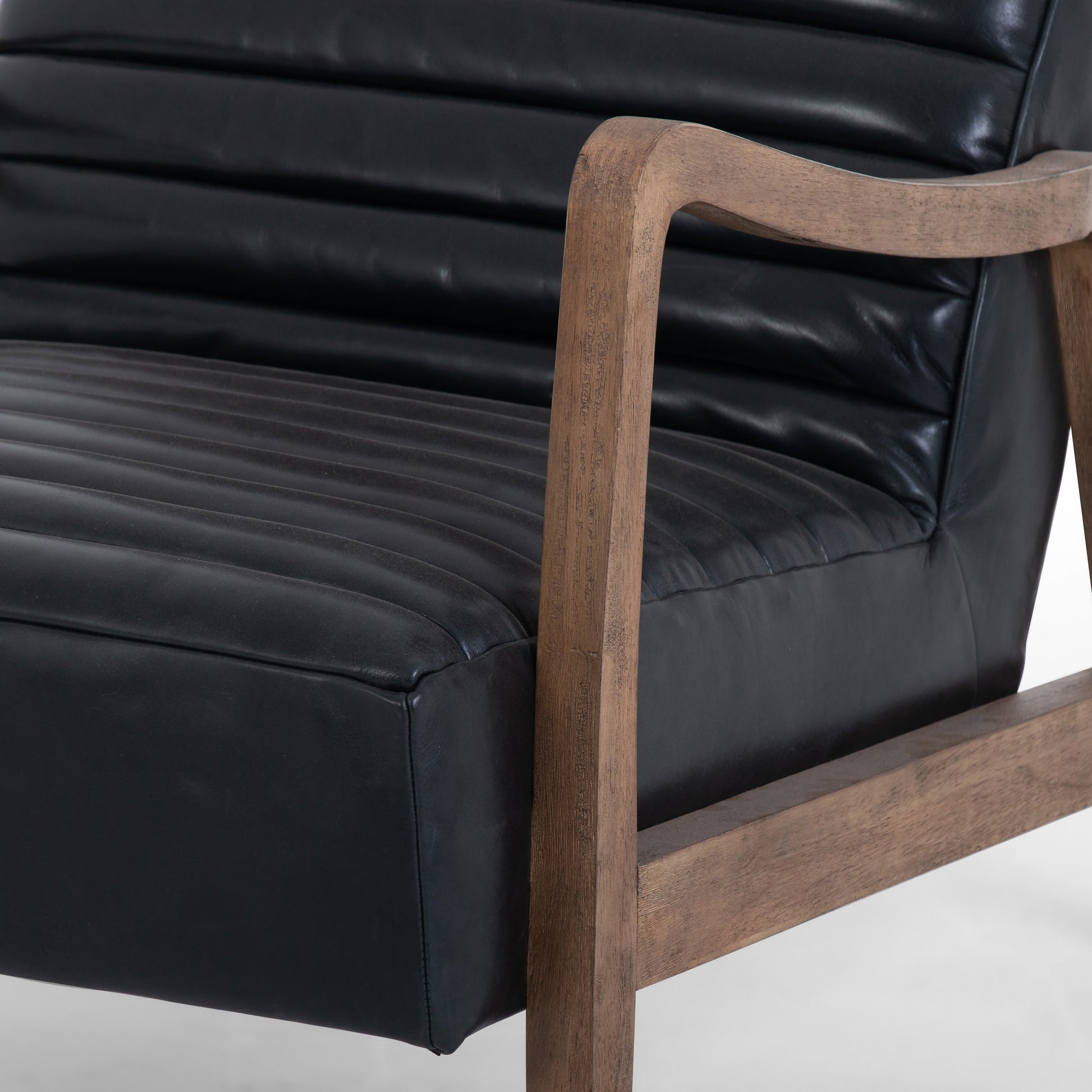 Chance Chair by Four Hands in dakota warm taupe, rubbed sienna brown. Made from top grain leather, solid parawood, 100% polyester in a modern style.