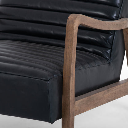 Chance Chair by Four Hands in dakota warm taupe, rubbed sienna brown. Made from top grain leather, solid parawood, 100% polyester in a modern style.
