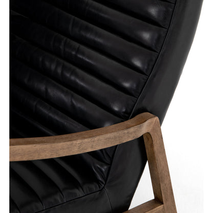 Chance Chair by Four Hands in dakota warm taupe, rubbed sienna brown. Made from top grain leather, solid parawood, 100% polyester in a modern style.