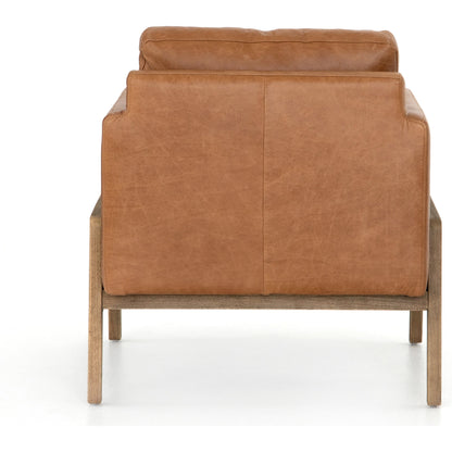 Diana Chair by Four Hands in sonoma butterscotch. Made from top grain leather, solid parawood, 100% polyester in a modern style.