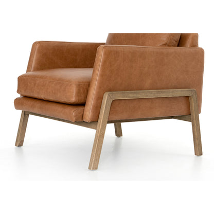 Diana Chair by Four Hands in sonoma butterscotch. Made from top grain leather, solid parawood, 100% polyester in a modern style.