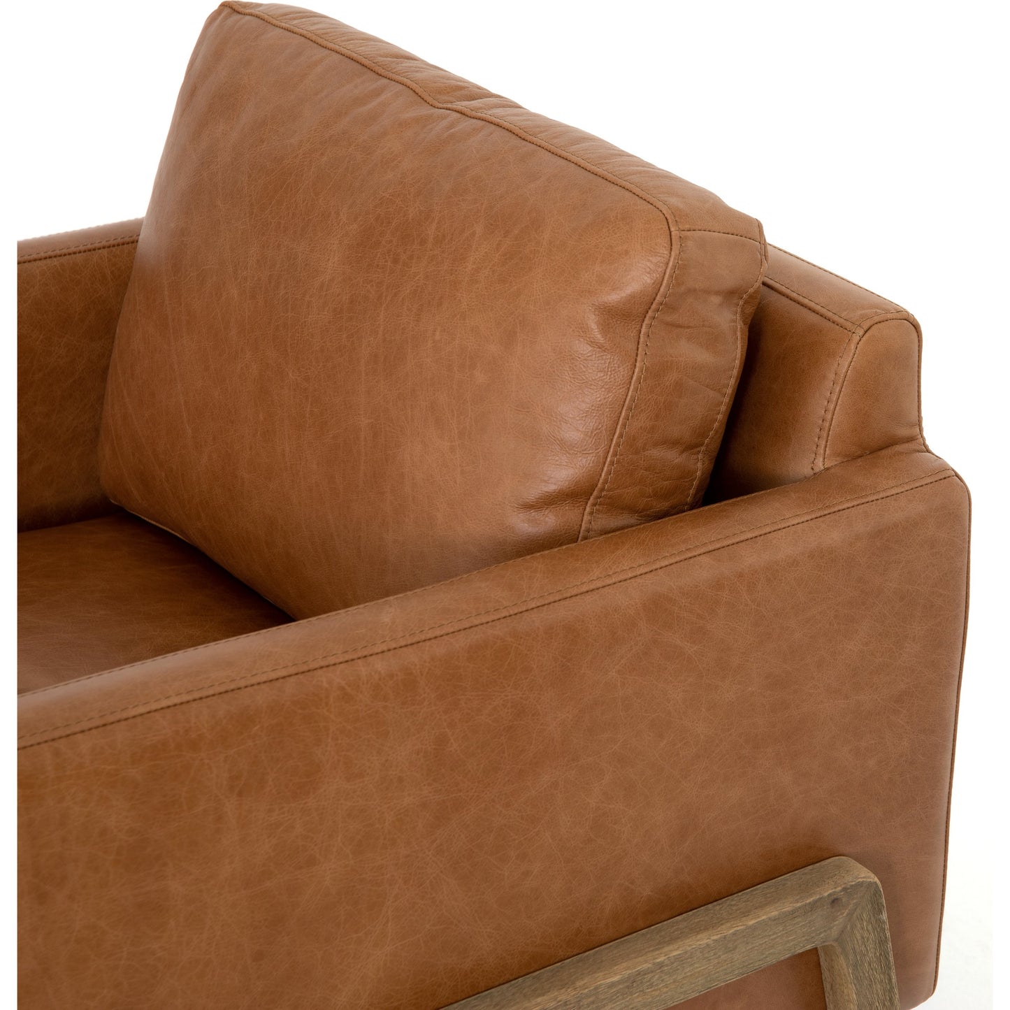 005 SR-809860 | Additional Silo | Diana Chair by Four Hands in sonoma butterscotch. Made from top grain leather, solid parawood, 100% polyester in a modern style.