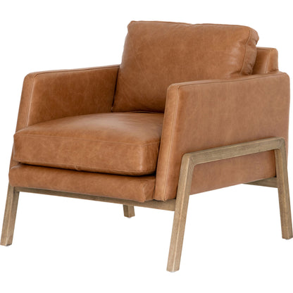 Diana Chair by Four Hands in sonoma butterscotch. Made from top grain leather, solid parawood, 100% polyester in a modern style.