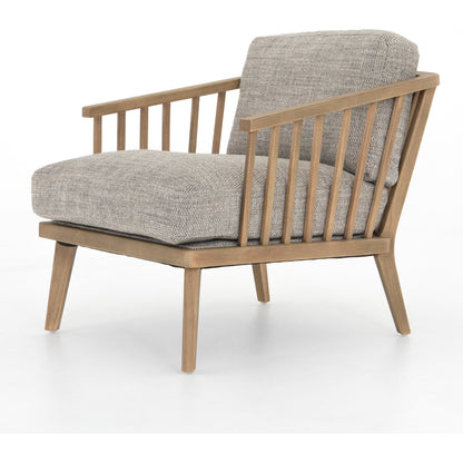 Ariel Chair by Four Hands in thames coal, natural. Made from 66% polyester, 19% acrylic, 15% flax, linen, solid parawood, 100% polyester in a modern style.