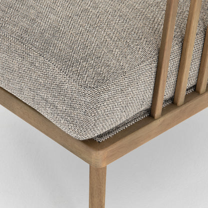 Ariel Chair by Four Hands in thames coal, natural. Made from 66% polyester, 19% acrylic, 15% flax, linen, solid parawood, 100% polyester in a modern style.