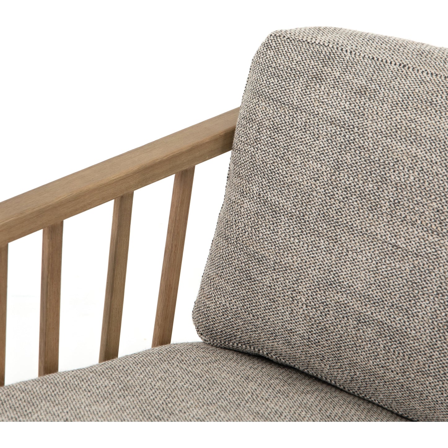 008 SR-809808 | Closeup | Ariel Chair by Four Hands in thames coal, natural. Made from 66% polyester, 19% acrylic, 15% flax, linen, solid parawood, 100% polyester in a modern style.