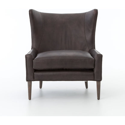 Marlow Wing Chair by Four Hands. Made from top grain leather, solid parawood, 100% polyester in a modern style.