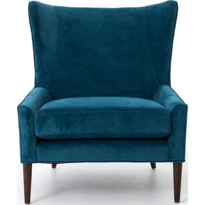 Marlow Wing Chair by Four Hands. Made from top grain leather, solid parawood, 100% polyester in a modern style.