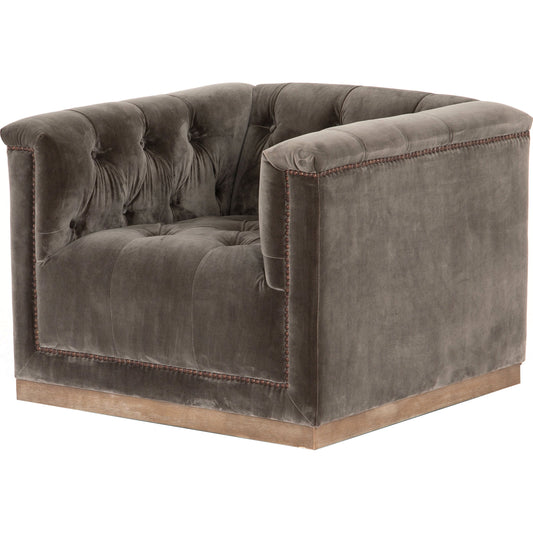 Maxx Swivel Chair by Four Hands in whitewash, aged bronze nailhead. Made from unique in a modern style.