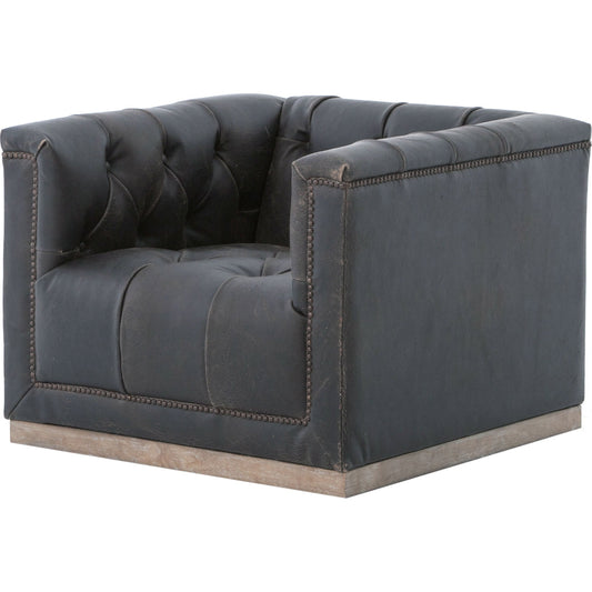 Maxx Swivel Chair by Four Hands in whitewash, aged bronze nailhead. Made from unique in a modern style.