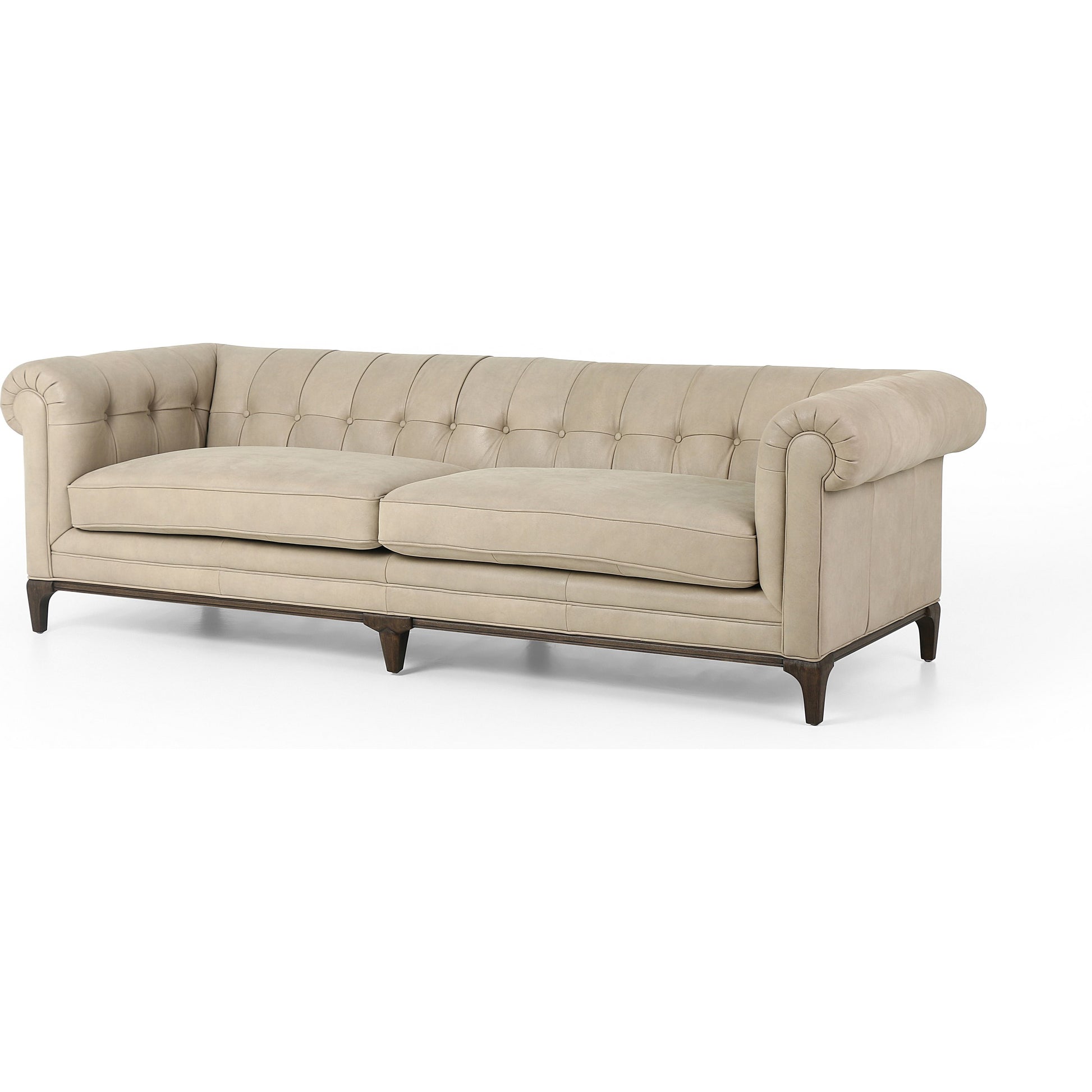 Griffon Sofa by Four Hands in plush navy and plush navy, antique walnut. Made from 100% polyester, solid parawood in a modern style.