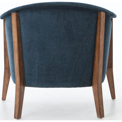 Nomad Chair by Four Hands in plush azure and antique cocoa. Made from 100% polyester, solid parawood in a modern style.