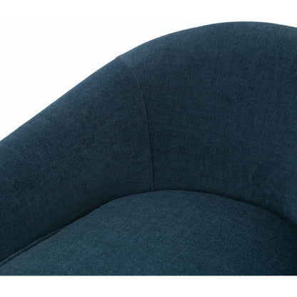 Nomad Chair by Four Hands in plush azure and antique cocoa. Made from 100% polyester, solid parawood in a modern style.