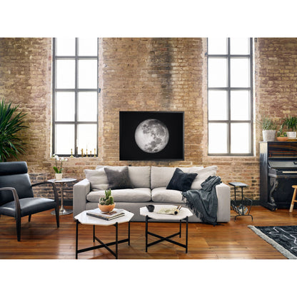 Plume Sofa by Four Hands in thames cream. Made from 66% polyester, 19% acrylic, 15% flax, linen, poplar plywood, 60% waterfowl feather, 40% polyester fiber in a modern style.