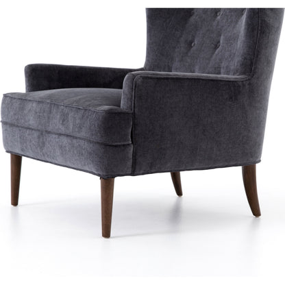 Clermont Chair by Four Hands in charcoal worn velvet, almond. Made from 100% polyester, solid parawood in a modern style.