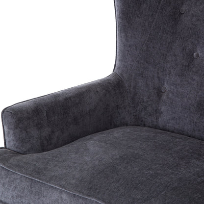 Clermont Chair by Four Hands in charcoal worn velvet, almond. Made from 100% polyester, solid parawood in a modern style.