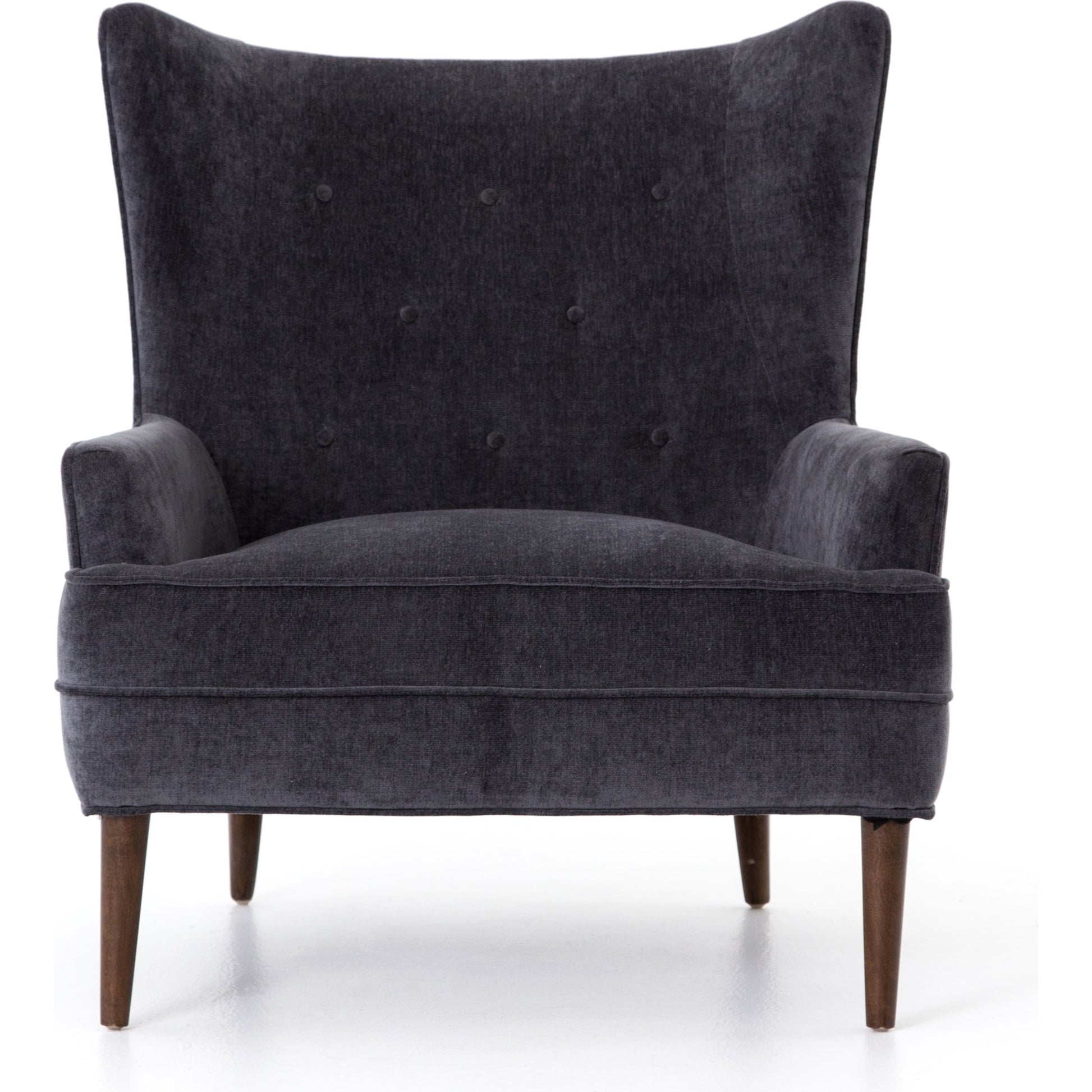 Clermont Chair by Four Hands in charcoal worn velvet, almond. Made from 100% polyester, solid parawood in a modern style.