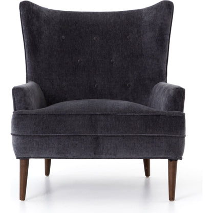 Clermont Chair by Four Hands in charcoal worn velvet, almond. Made from 100% polyester, solid parawood in a modern style.