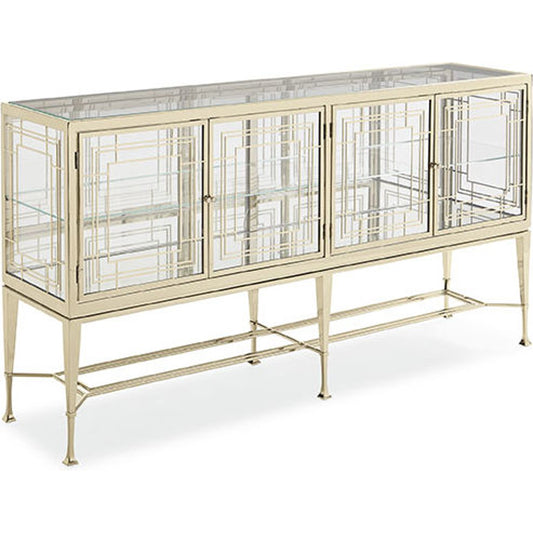 Worth Its Weight in Gold Console by Caracole in gold, mirrored and whisper of gold. Made from metal, glass in a cottage & farmhouse style.