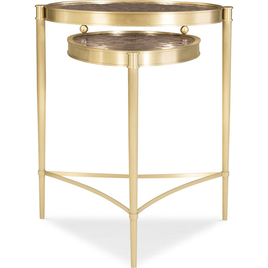Gold Tiered Accent Table by Caracole in champagne, gold, brown. Made from metal in a transitional style.
