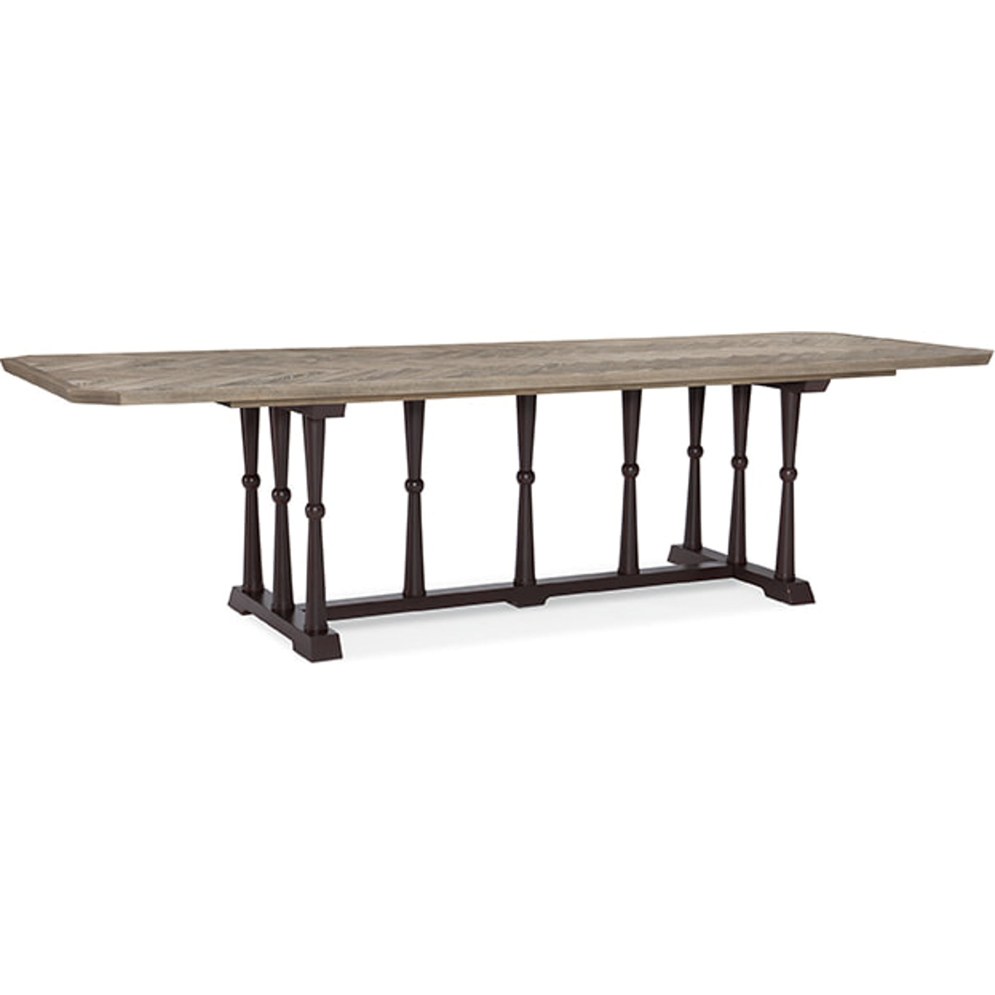 Dinner Circuit 96 by Caracole in natural and ash driftwood, chocolate bronze. Made from ash, asian hardwood, quartered ash in a cottage & farmhouse style.