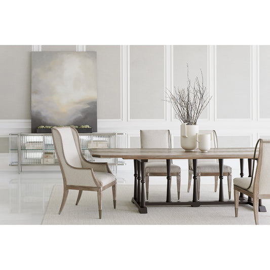 Dinner Circuit 96 by Caracole in natural and ash driftwood, chocolate bronze. Made from ash, asian hardwood, quartered ash in a cottage & farmhouse style.