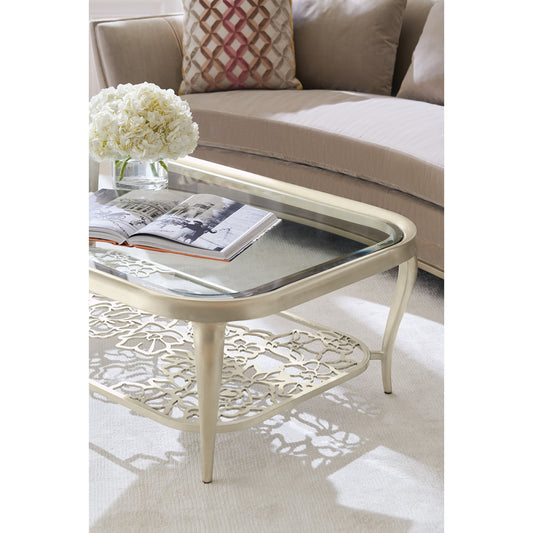 Flower Power by Caracole in natural and oracle silver leaf. Made from metal, glass in a transitional style.