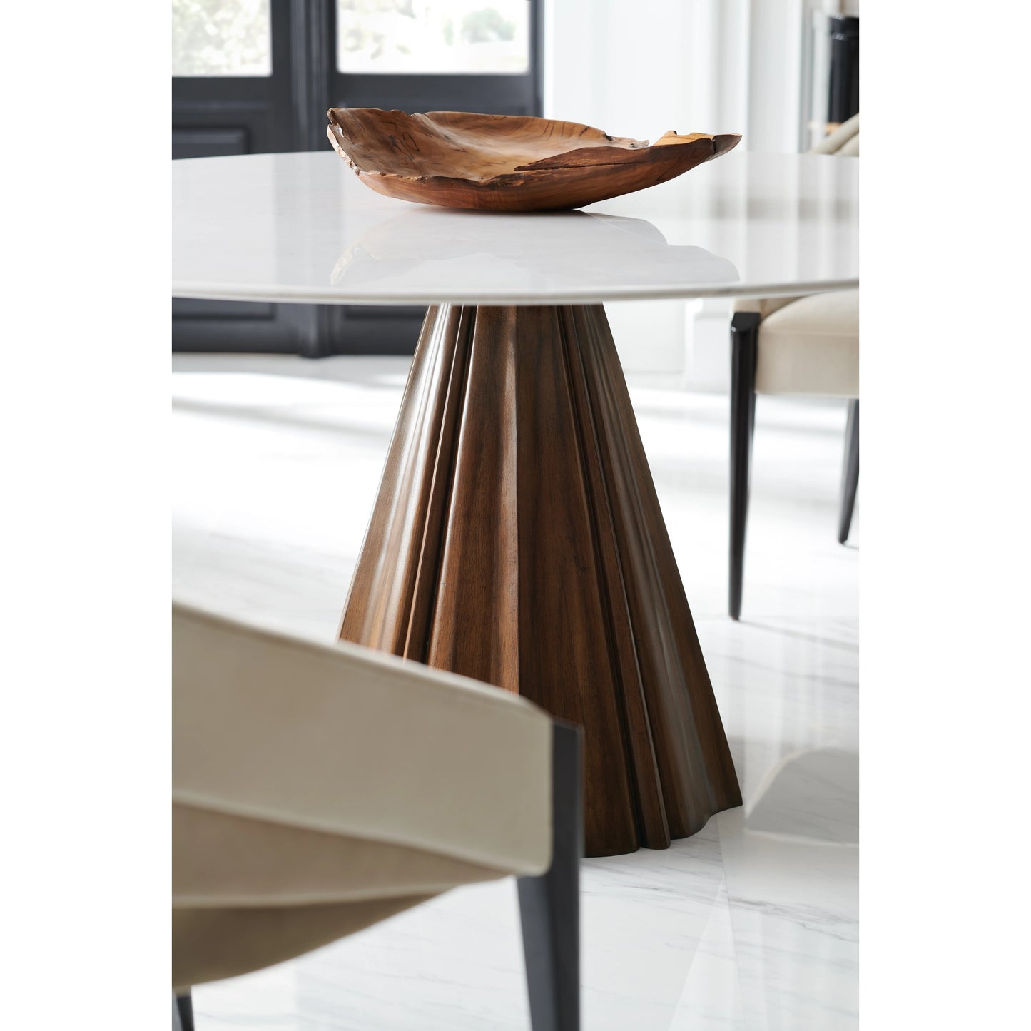 006 SI-1756617 | Lifestyle | All Natural Dining Table by Caracole in walnut, white, marble and walnut. Made from asian hardwood, walnut, marble in a eclectic & global style.