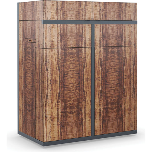 Top Shelf Bar by Caracole in maple and greenway, naturally organic. Made from birch, metal, faux spalted maple in a modern style.