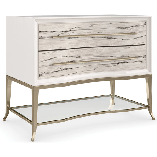 Natures Rhythm by Caracole in white, maple, gold and snowcap organic, majestic gold, pearly white. Made from birch, metal, white printed spalted maple in a modern style.
