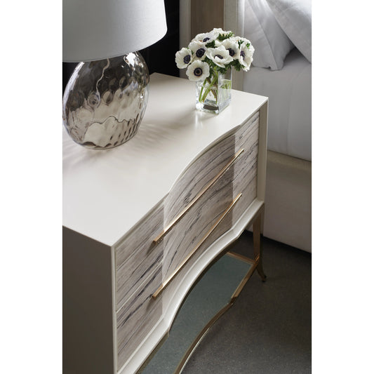Natures Rhythm by Caracole in white, maple, gold and snowcap organic, majestic gold, pearly white. Made from birch, metal, white printed spalted maple in a modern style.