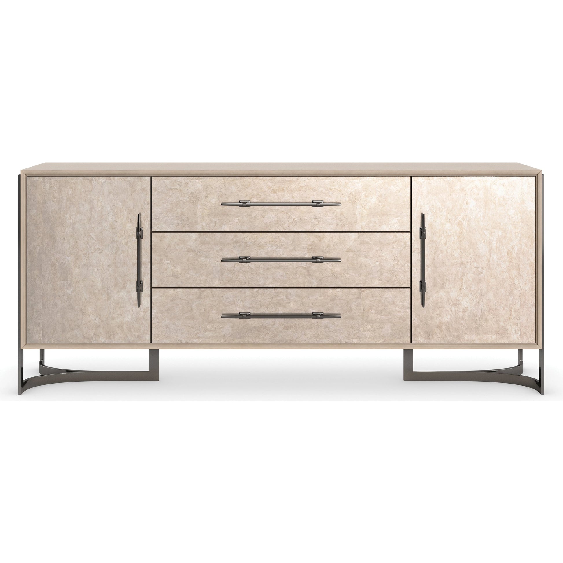 Foiled Again by Caracole in bronze and woodland gray, amber silverleaf, deep bronze. Made from birch, metal, coffe japenese sen in a modern style.