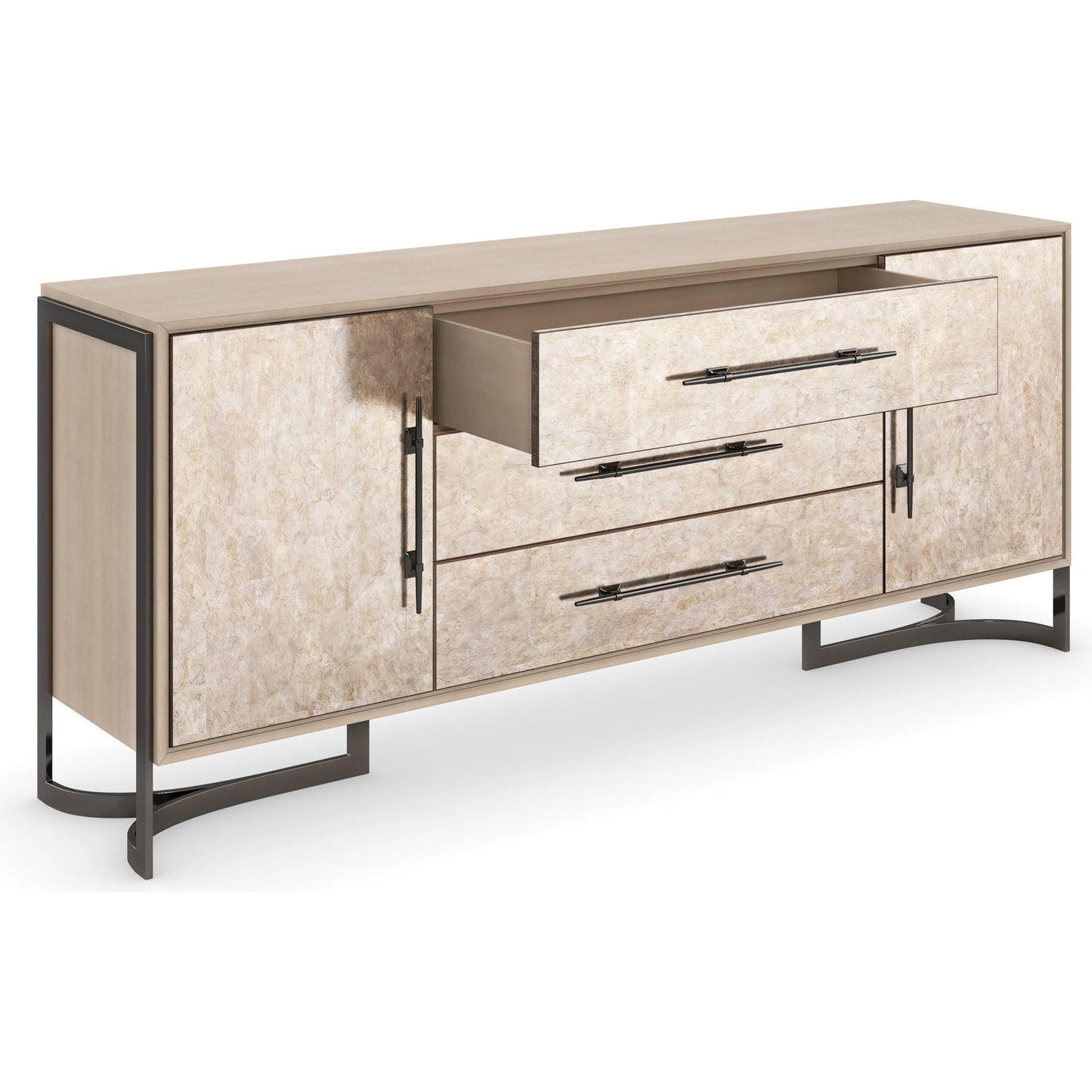 007 SI-1955653 | Additional Silo | Foiled Again by Caracole in bronze and woodland gray, amber silverleaf, deep bronze. Made from birch, metal, coffe japenese sen in a modern style.