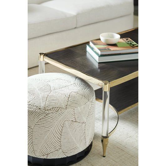 Check Mate by Caracole in acrylic, gold and charred bark, whisper of gold. Made from birch, metal, acrylic, dyed makore in a modern style.