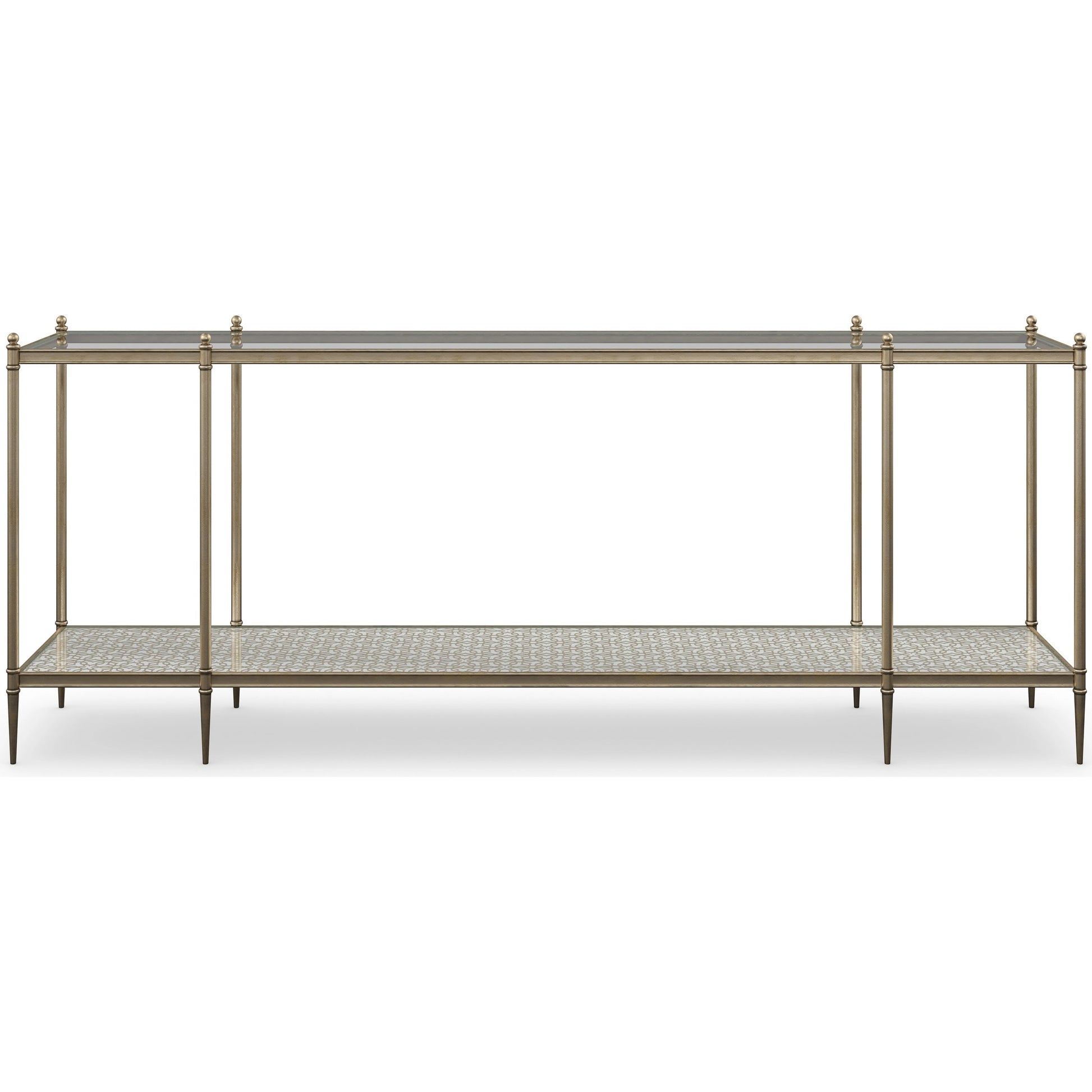 Perfection Console Table by Caracole in new gold. Made from metal in a transitional style.