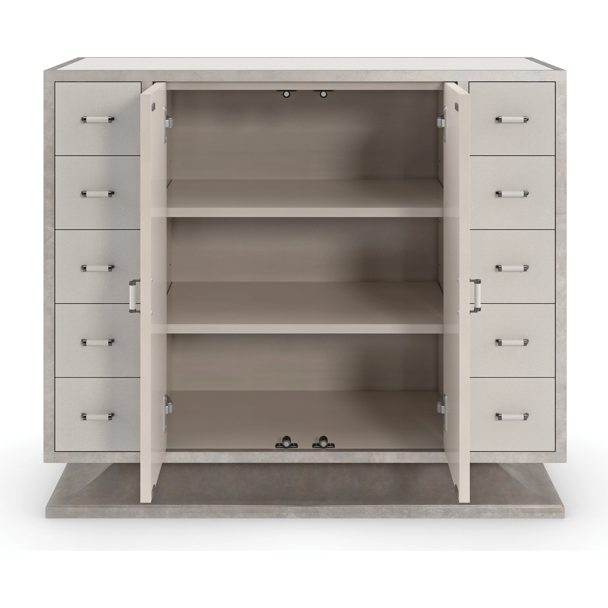 What's in Store? by Caracole in shagreen, charcoal, pearl and pearl, charcoal leaf. Made from birch in a modern style.