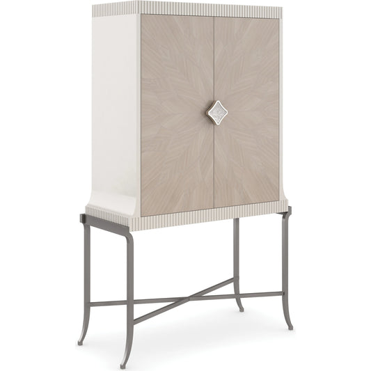 High Expectations by Caracole in white, gold, acrylic, blue, mirrored and moonstone, pearly white, brushed deep bronze. Made from birch, metal, koto 602, maple in a modern style.