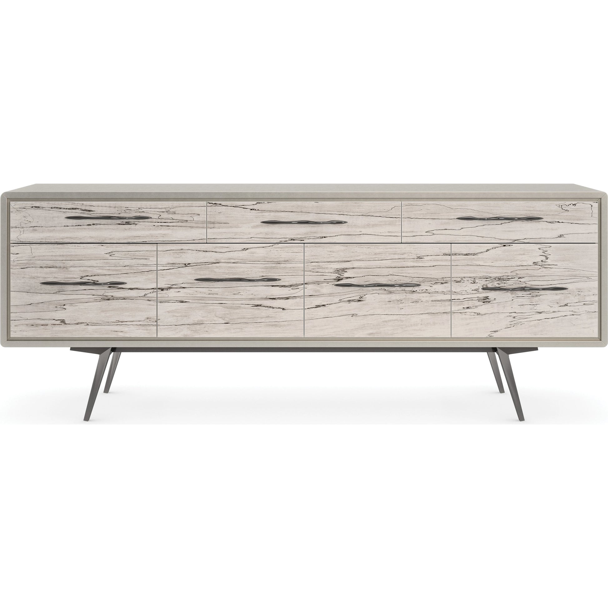 Highs and Lows by Caracole in white, maple, pearl, marble and snowcap organic, deep bronze, matte pearl. Made from birch, metal, printed white spalted maple veneer in a modern style.