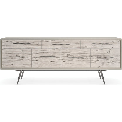 Highs and Lows by Caracole in white, maple, pearl, marble and snowcap organic, deep bronze, matte pearl. Made from birch, metal, printed white spalted maple veneer in a modern style.