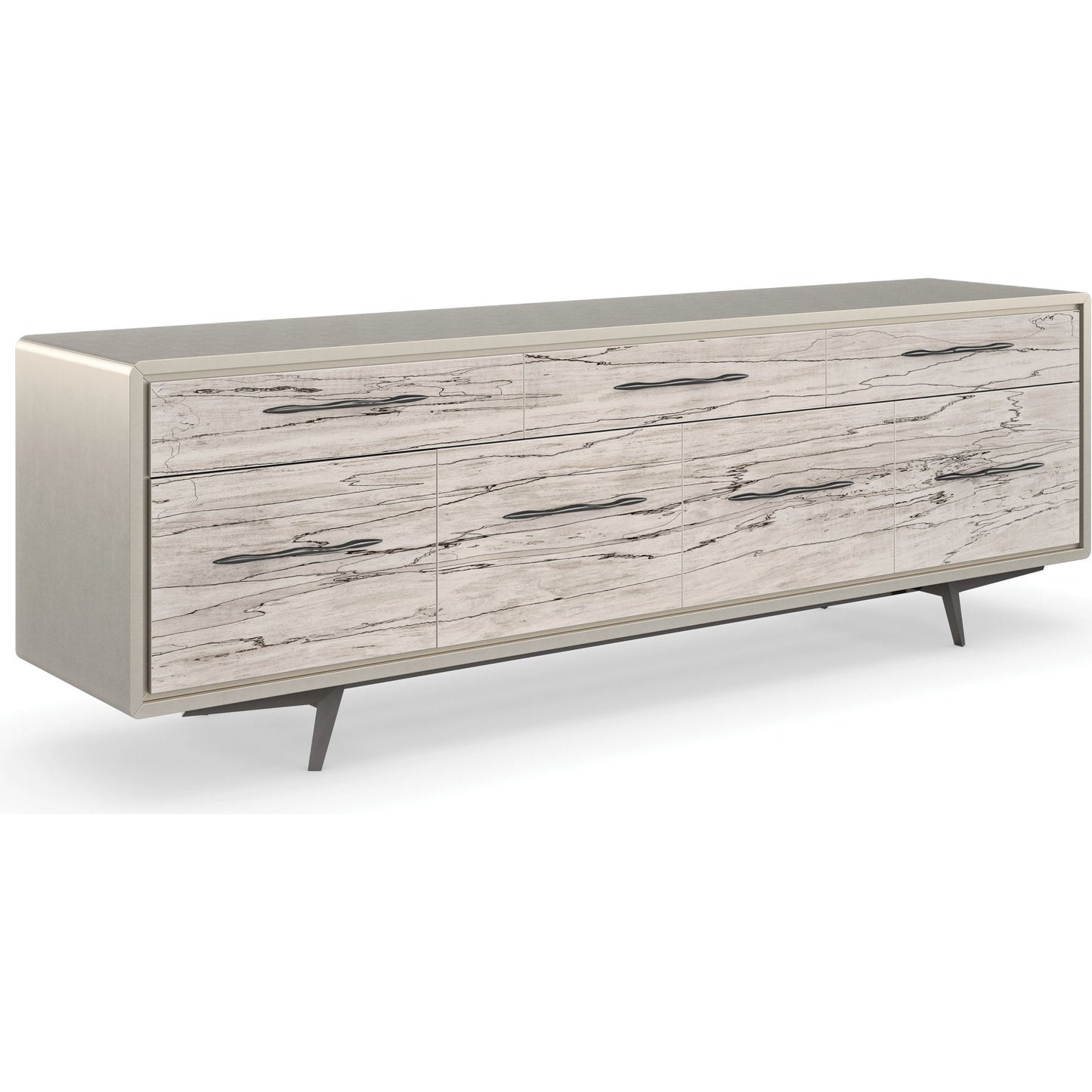 005 SI-1955684 | Additional Silo | Highs and Lows by Caracole in white, maple, pearl, marble and snowcap organic, deep bronze, matte pearl. Made from birch, metal, printed white spalted maple veneer in a modern style.