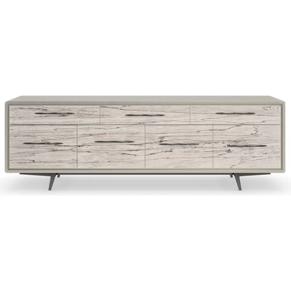 Highs and Lows by Caracole in white, maple, pearl, marble and snowcap organic, deep bronze, matte pearl. Made from birch, metal, printed white spalted maple veneer in a modern style.