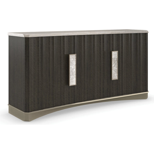 Crushing It by Caracole in gold, crystal, acrylic, silver and charred bark, platinum. Made from birch, stone, dyed makare in a modern style.